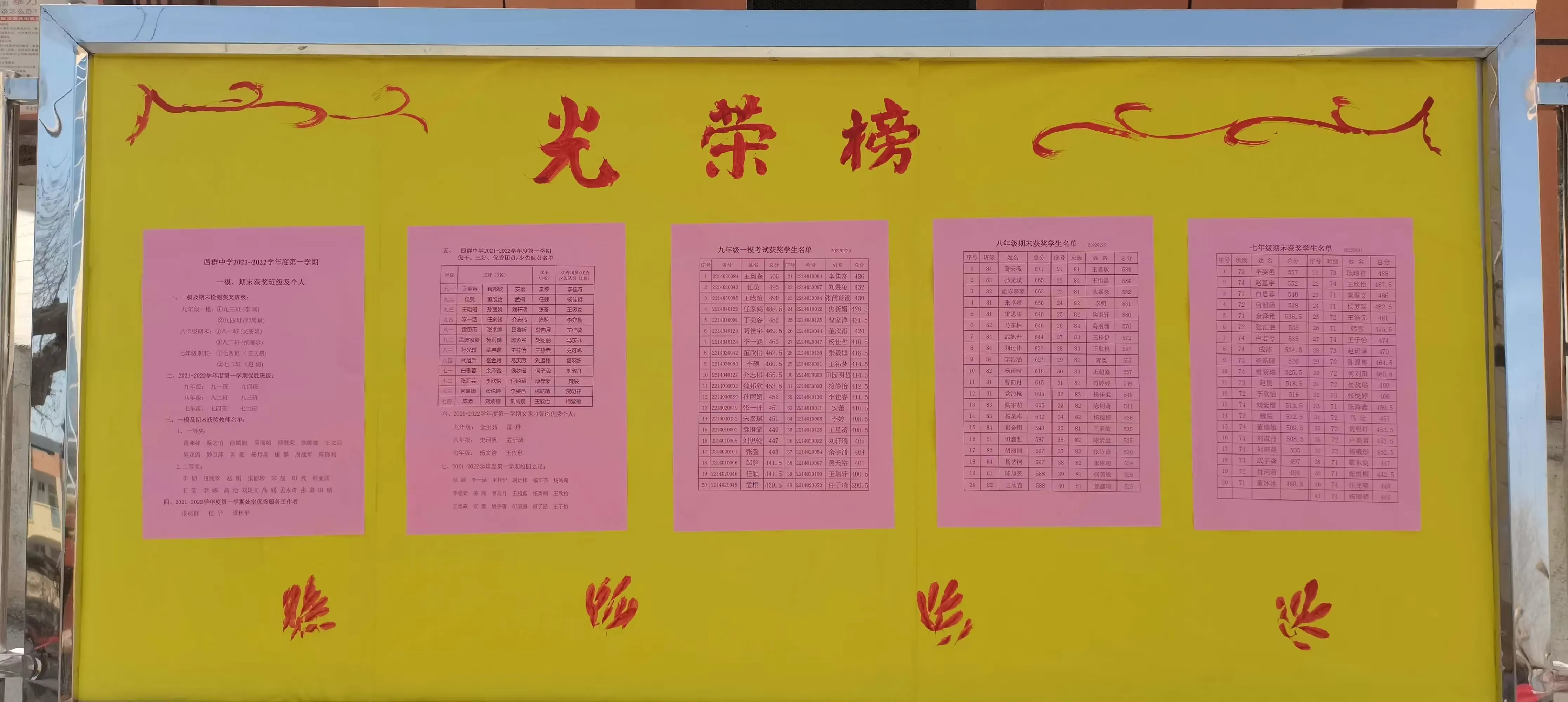 简篇-四群初级中学2021-2022学年度第一学期期末表彰会暨2022届百日冲刺誓师大会隆重举行