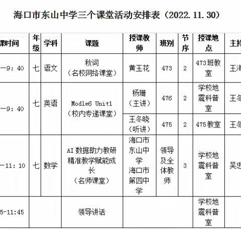 海口市东山中学举行“三个课堂”应用展示活动