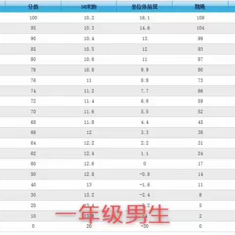 沙河驿小学2020年《国家学生体质健康标准》说明