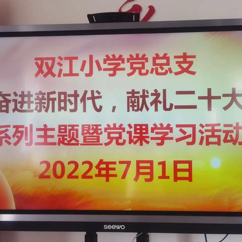 奋进新时代，献礼二十大——记双江小学党总支庆祝“七一”主题暨党课学习活动