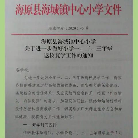 灿若夏花，喜迎少年归——海原县海城镇学区一、二、三年级学生返校复课纪实