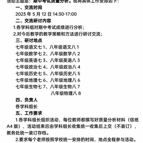 成绩分析聚合力，砥砺前行促华章—七年级语文期中考试分析会