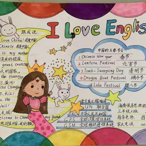 🌸🌸Love English!Love life!                 保亭思源小学英语手绘作品展示活动🌷🌷