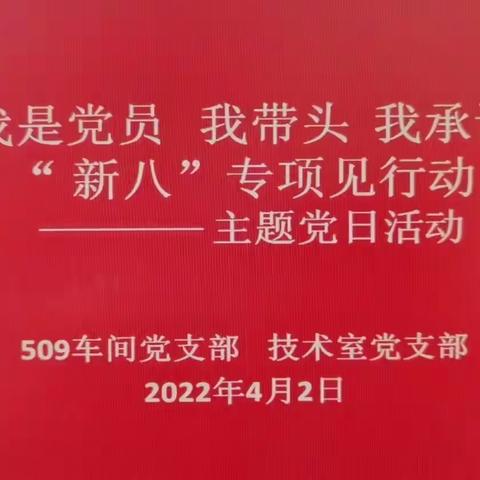 五分公司509车间党支部、技术室党支部召开“我是党员 我带头 我承诺"新八"专项见行动”主题党日活动