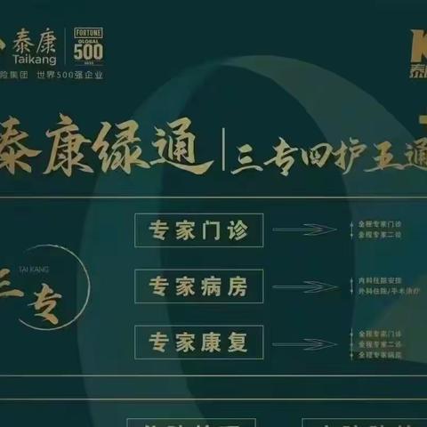 泰康绿通11周年：给您详细解读什么是“三专-四护-五通”