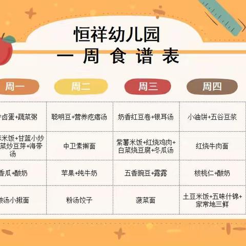 美好“食”光，健康成长——中卫市恒祥幼儿园第十二周食谱宣传