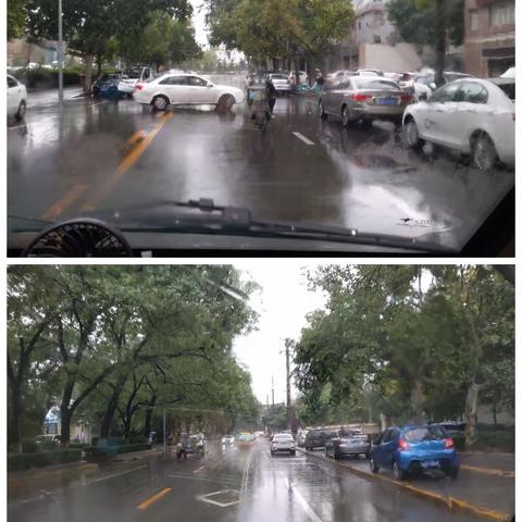 土门街道雨天巡查辖区防汛情况