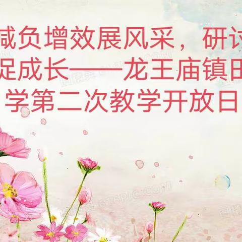 减负增效展风采，研讨交流促成长——龙王庙镇田庄小学第二次教学开放日活动