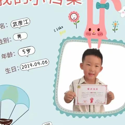 爱幼赞博远幼儿园爱赞二班 武彦江宝贝成长档案