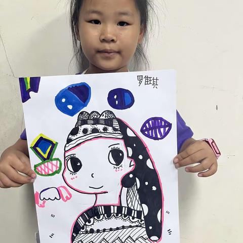 大班线描人物画练习