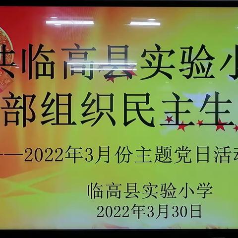 中共临高县实验小学党支部2022年3月份主题党日活动简报