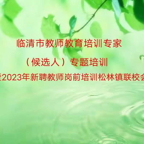 凝聚新力量，开启新征程——松林镇联校新聘教师岗前培训