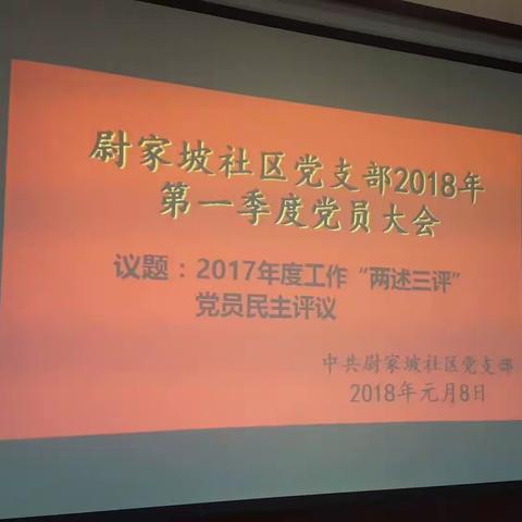 尉家坡社区党支部召开党员大会进行"两述三评"、民主评议工作