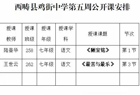 【同兴集团】公开课上展风采，听课评课促成长——西畴县鸡街中学校内公开课教研活动纪实（第五周）