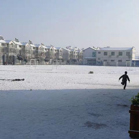 下雪啦！校园添雪白，师生露笑颜 ---蒲北中心小学