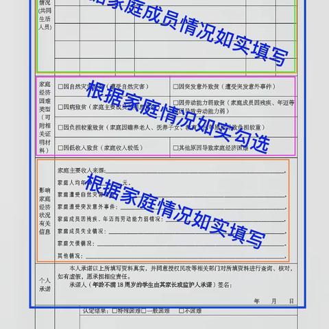 2020秋季学期·学生家庭经济困难申请表(填写指南)！