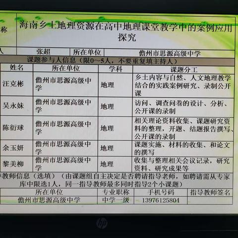 小课题：海南乡土地理资源在高中地理课堂教学中的案例应用研究 结题美篇：精诚合作，团结合作