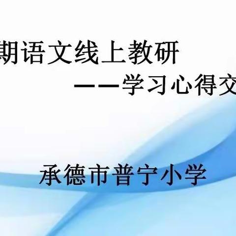 相约新课标，“语”你共研——承德市普宁小学暑期语文组线上教研活动