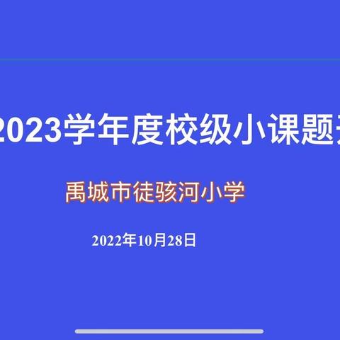 开题明思路 研究促成长——禹城市徒骇河小学线上校级小课题开题培训会