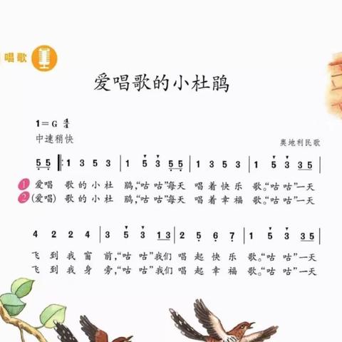 市三小三年级上册第三课歌曲《爱唱歌的小杜鹃》 教学设计