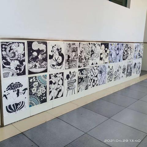 西宁城市职业技术学校20学前教育5班——黑白线描画作品展