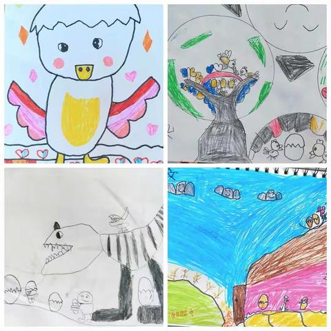 一年级3班美术作品《3出壳了》