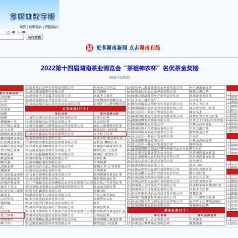 湖南老字号宝庆桂丁茶再获湖南茶博会金奖