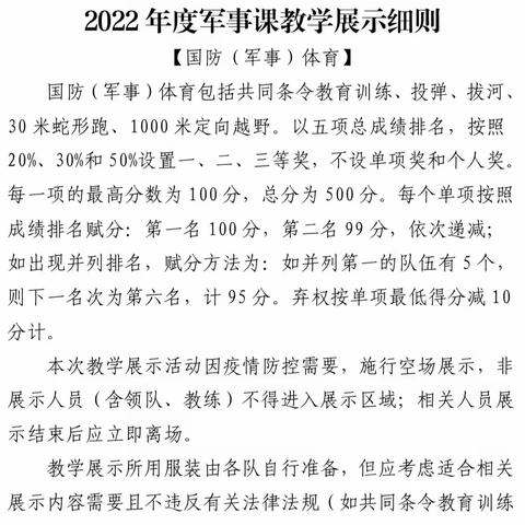 2022年全国军事课军事（国防）教学展示赛事总结