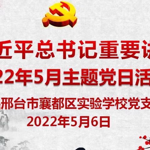 襄都区实验学校党支部开展“学习习近平总书记重要讲话精神” 5月主题党日活动