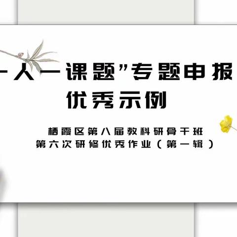 “一人一课题”项目规划申报书优秀示例——栖霞区第八届教科研骨干班第六次研修作业精选（第一辑）