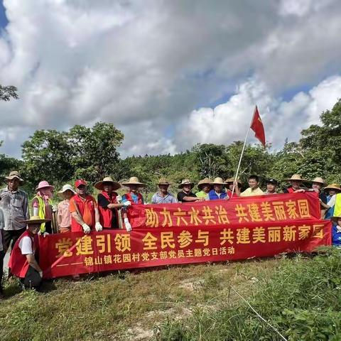 锦山镇花园村委会开展“党建引领 全民参与 共建美丽新家园”主题党日活动