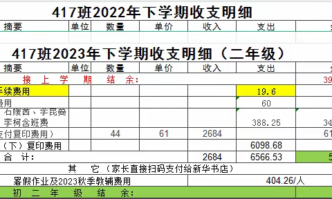 班费使用情况公示