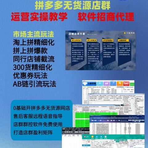 拼多多店群软件红象拍单上货王全国招商加盟，长期实时更新运营玩法！欢迎电商工作室咨询