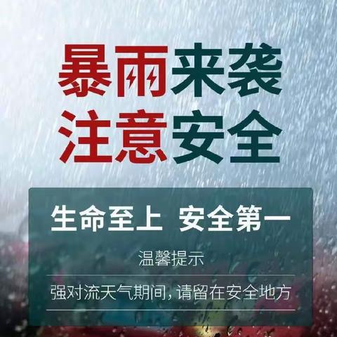 暴雨预警，安全提醒