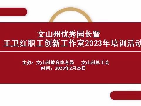 二十大精神入人心    幼教目标方向明———文山州优秀园长暨王卫红职工创新工作室2023年培训活动