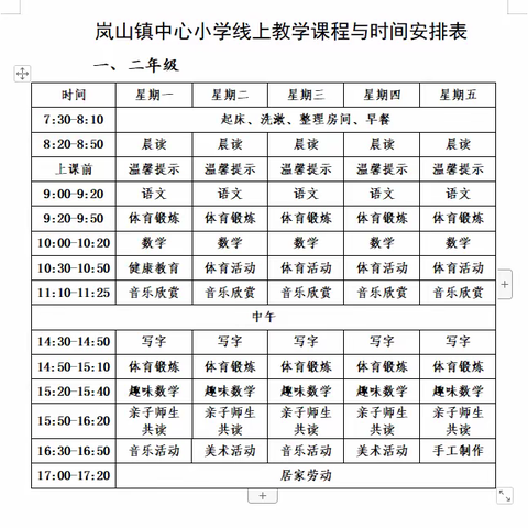 停课不停学 离校不离教——岚山镇中心小学二年级线上教学