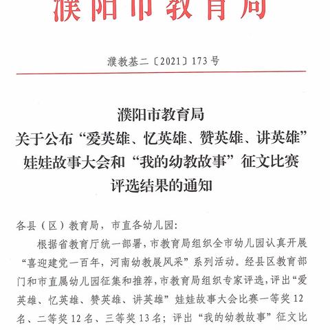 南乐县学前教育荣获市级奖项喜报