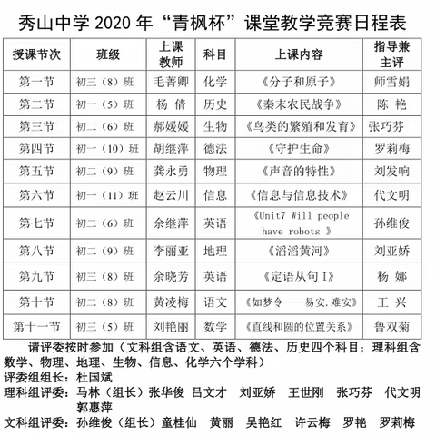 “青枫”入秋韵，课堂风采动——通海县秀山中学2020年 “青枫杯”课堂教学竞赛活动