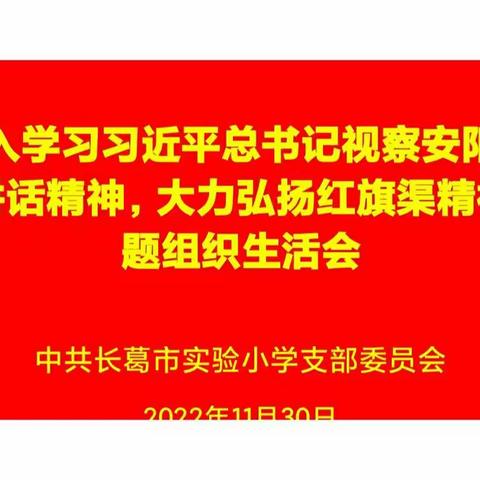 【长葛市实验小学】深入学习习近平总书记视察安阳重要讲话精神，大力弘扬红旗渠精神专题组织生活会