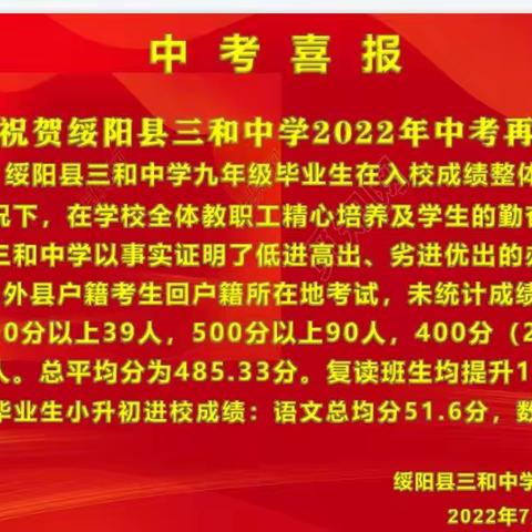 绥阳县三和中学2022年秋季学期正在招生