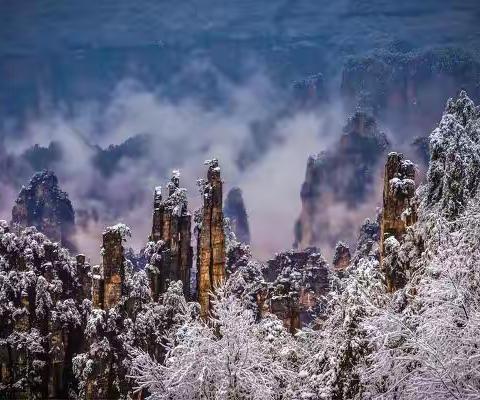 奇峰雪韵入镜来 （北京影友夏天公天子山雪景美图分享）