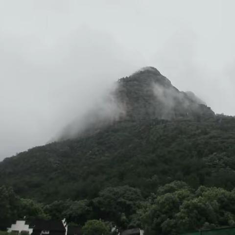 撑着雨伞上斗岩