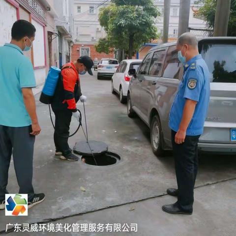 6月13日协会监理协同容桂环卫办工作人员对BC标段除四害施工的日常监理情况: