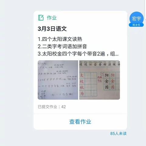 疫情期间，作业促提高*西实验小学一2班