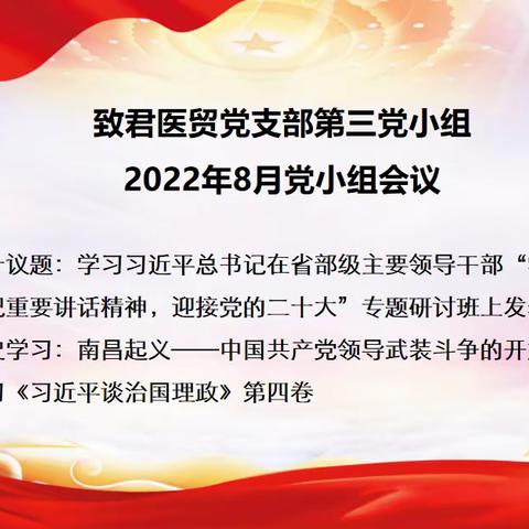 致君医贸党支部第三党小组8月份学习会议简报