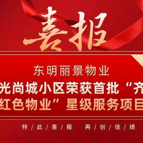 喜报！东明阳光尚城小区荣获首批“齐鲁红色物业”星级服务项目荣誉！