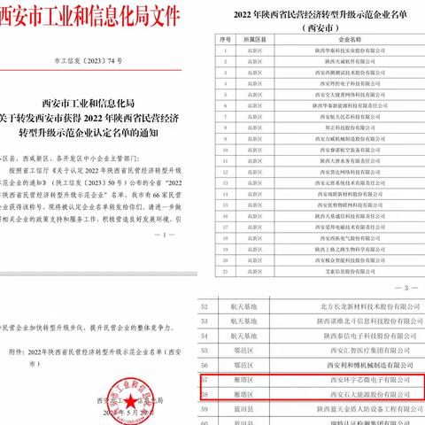 雁塔区两户企业被认定为陕西省民营经济转型升级示范企业