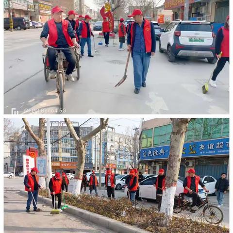 学习雷锋，我们在行动                           一 汲水镇前李良屯社区志愿者义务劳动