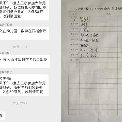 《大单元教学背景下说课及课堂教学评价》教研活动 ———祁县古县中心校五年级数学组大单元教研活动