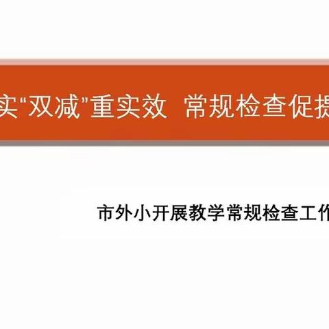 落实“双减”重实效  常规检查促提升——市外小开展教案作业检查工作